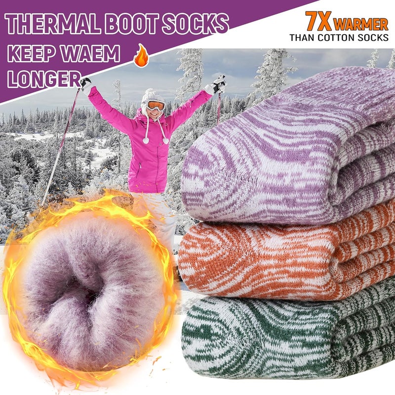 AMENLAN Store Women Heated Socks Ski Winter Thermal Hiking Snowboarding Thick Boot Insulated Socks 3 Pairs - Image 5